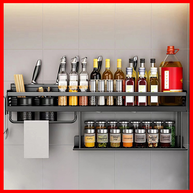 Spice Rack Hanging Kitchen Organizer Condiments Organizer Wall Mounted