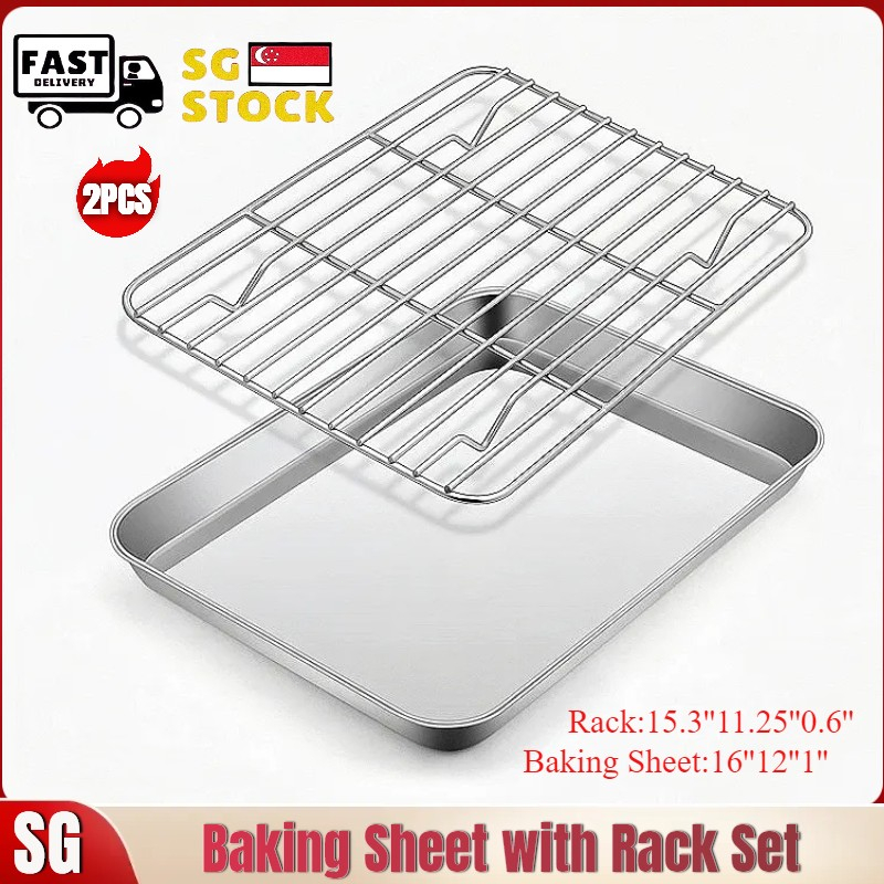 Baking Sheet with Rack Set - Stainless Steel Baking Pan with Cooling ...