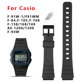 Replacement Watch Strap 18mm Black Resin to fit Casio F91, F105, F94