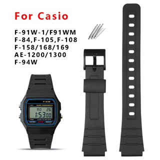 CASIO F-91W Rubber Watch Strap - Metal Buckle - 18mm - Replacement