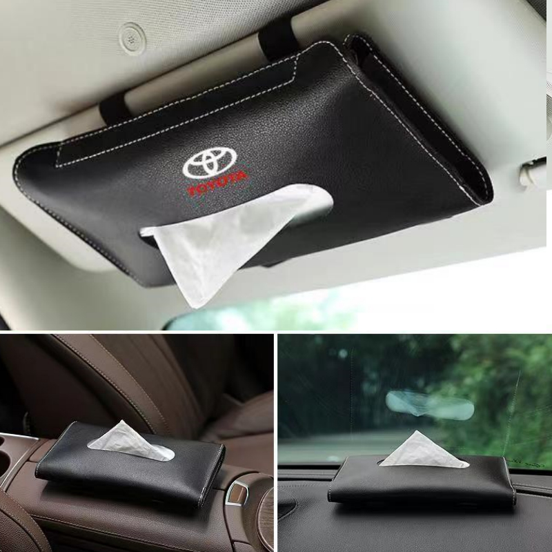 1set Universal Car Sun Visor Tissue Box Holder PU Leather Tissue Box