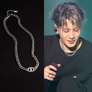 Black Gemstone Star Moon Necklace Men Titanium Steel Spliced Link Chain  Hip-hop Silver Color Korean Fashion Jewelry Accessories Gift