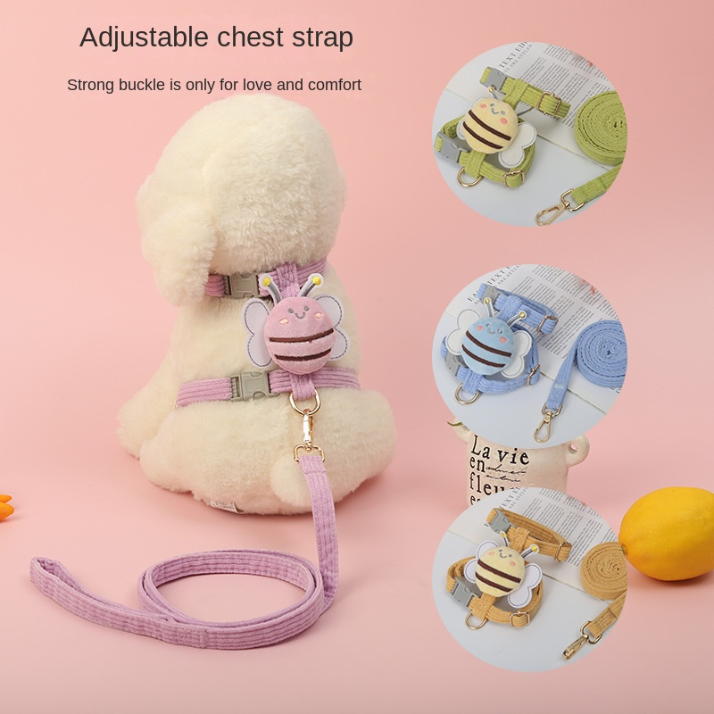 Cute Bee Dog Leash Collars Necktie Traction Rope Christmas Pet Harness ...