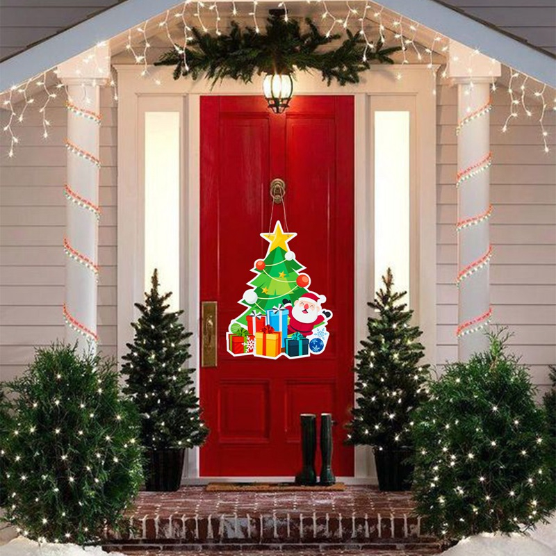 Merry Christmas Door Hanging Pendant Paper Door Sign Santa Claus