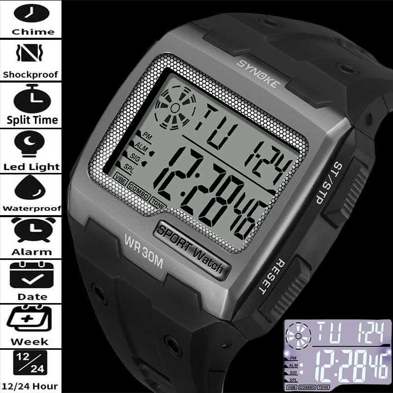Synoke Outdoor Sport's Shockproof Watch Big Size Dial Led Waterproof