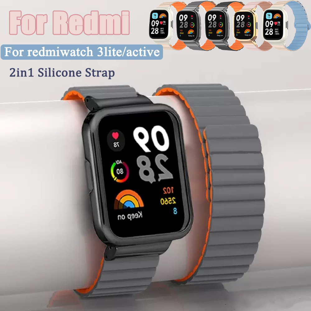 Leather Strap For Redmi Watch 3 Active Watch 2 Lite Watch Band Metal Case  Protector Bracelet For Mi Watch Lite Watch Belt frame