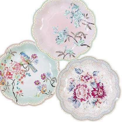 8 Piece set of Disposable Paper Dining Plates With Retro Patterns for ...