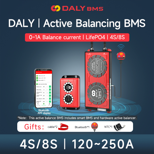 Daly Smart BMS with BT+Hardware Active Balancer 1A Current 4S 8S High Current 120A 150A 200A