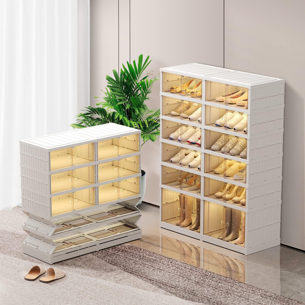 Foldable Shoe Rack Organizer for Closet Plastic Collapsible Shoes