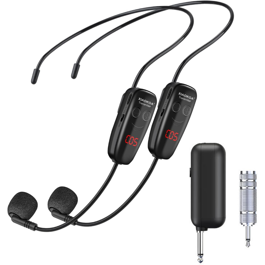 XIAOKOA Wireless Microphone Headset UHF Dual Headset Microphone