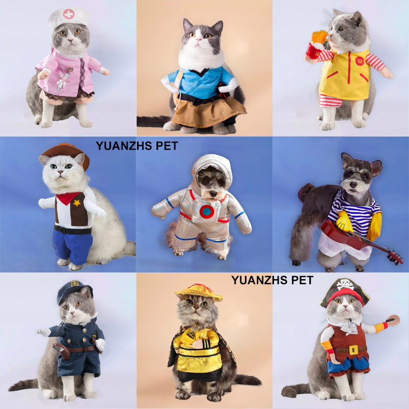【Yuanzhs Pet】Funny Halloween Pet Transformation Costume cat clothes Police Astronaut Guitarist