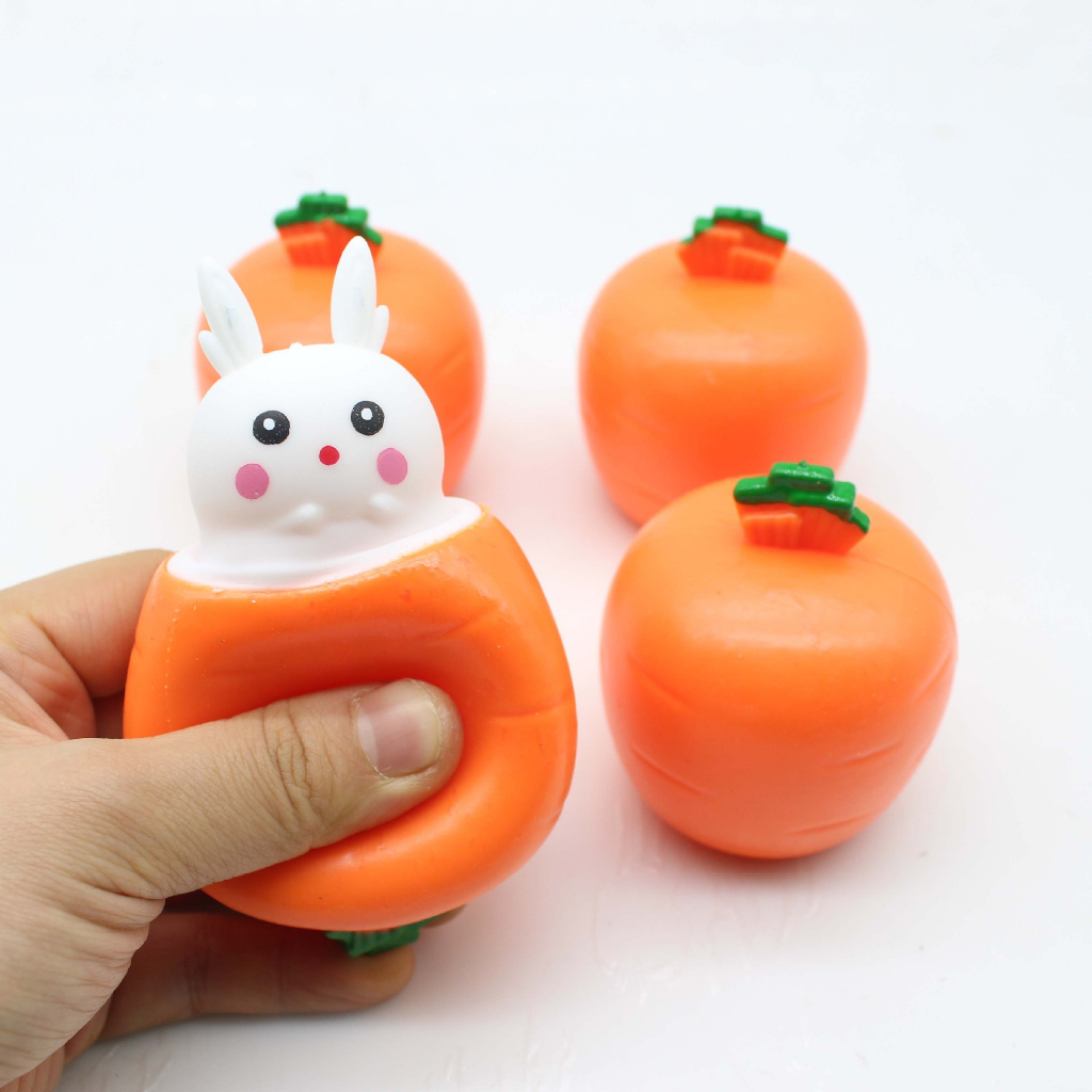 New Random Color Pop Up Funny Carrot Rabbit Cup Lovely Squeeze Toys ...