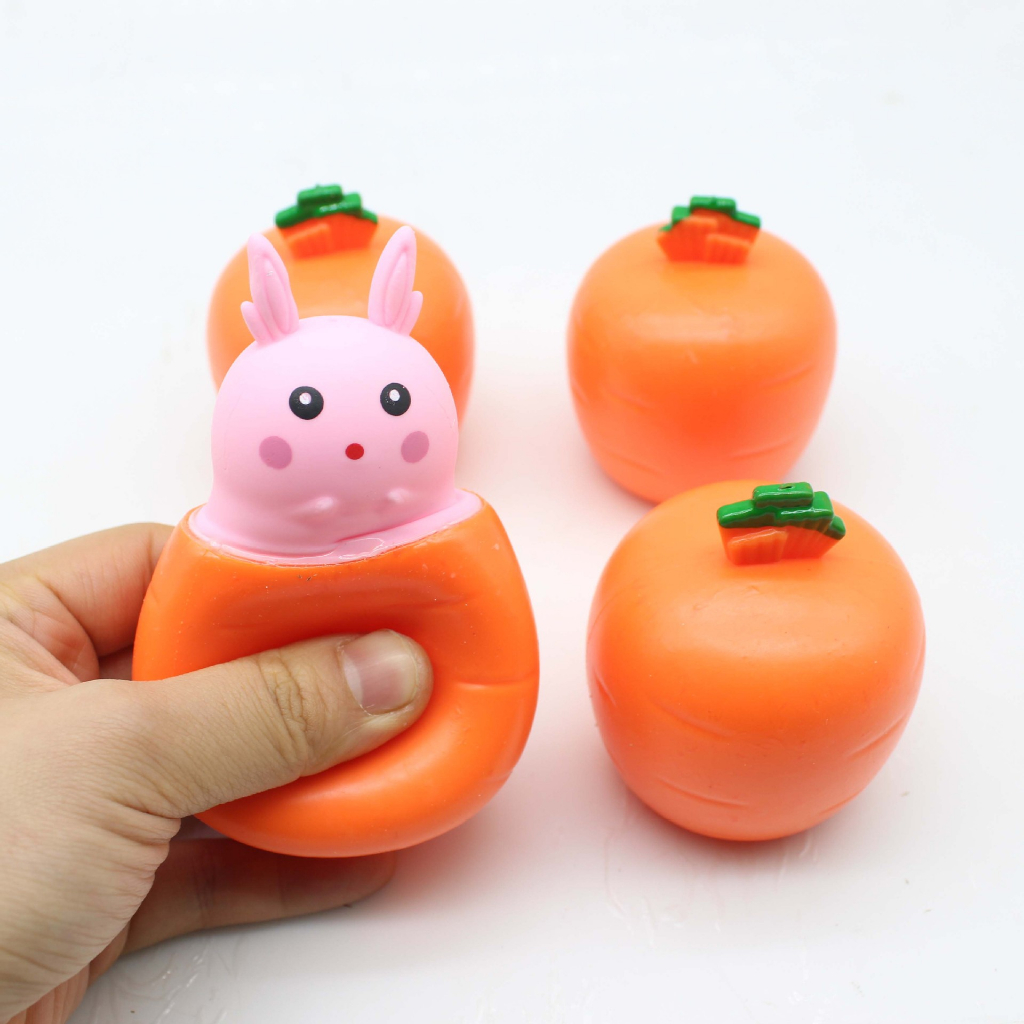 New Random Color Pop Up Funny Carrot Rabbit Cup Lovely Squeeze Toys ...