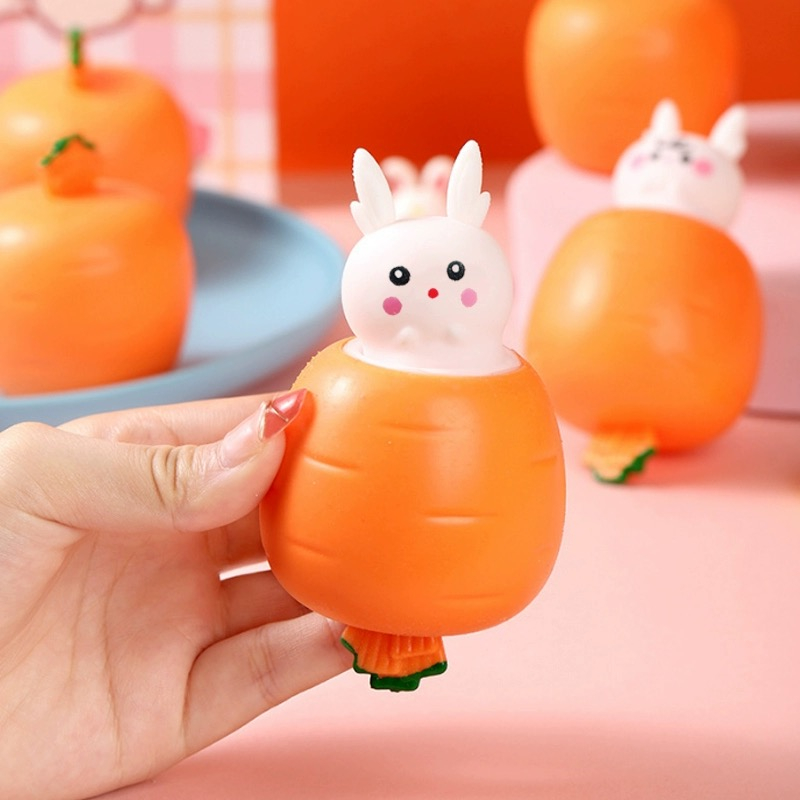 New Random Color Pop Up Funny Carrot Rabbit Cup Lovely Squeeze Toys ...