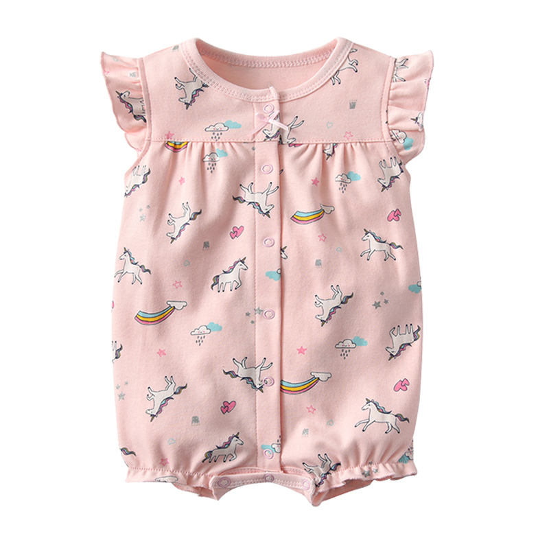 Newborn Baby Girls Romper Floral Short Sleeve Infants Jumpsuit Cotton 0 24M Shopee Singapore