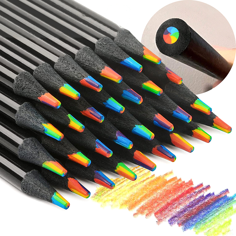 4pcs 4 Color Concentric Rainbow Pencil Crayons Same Core Colored Pencil Set  Art School Supply Children Painting Graffiti Drawing - Wooden Colored  Pencils - AliExpress