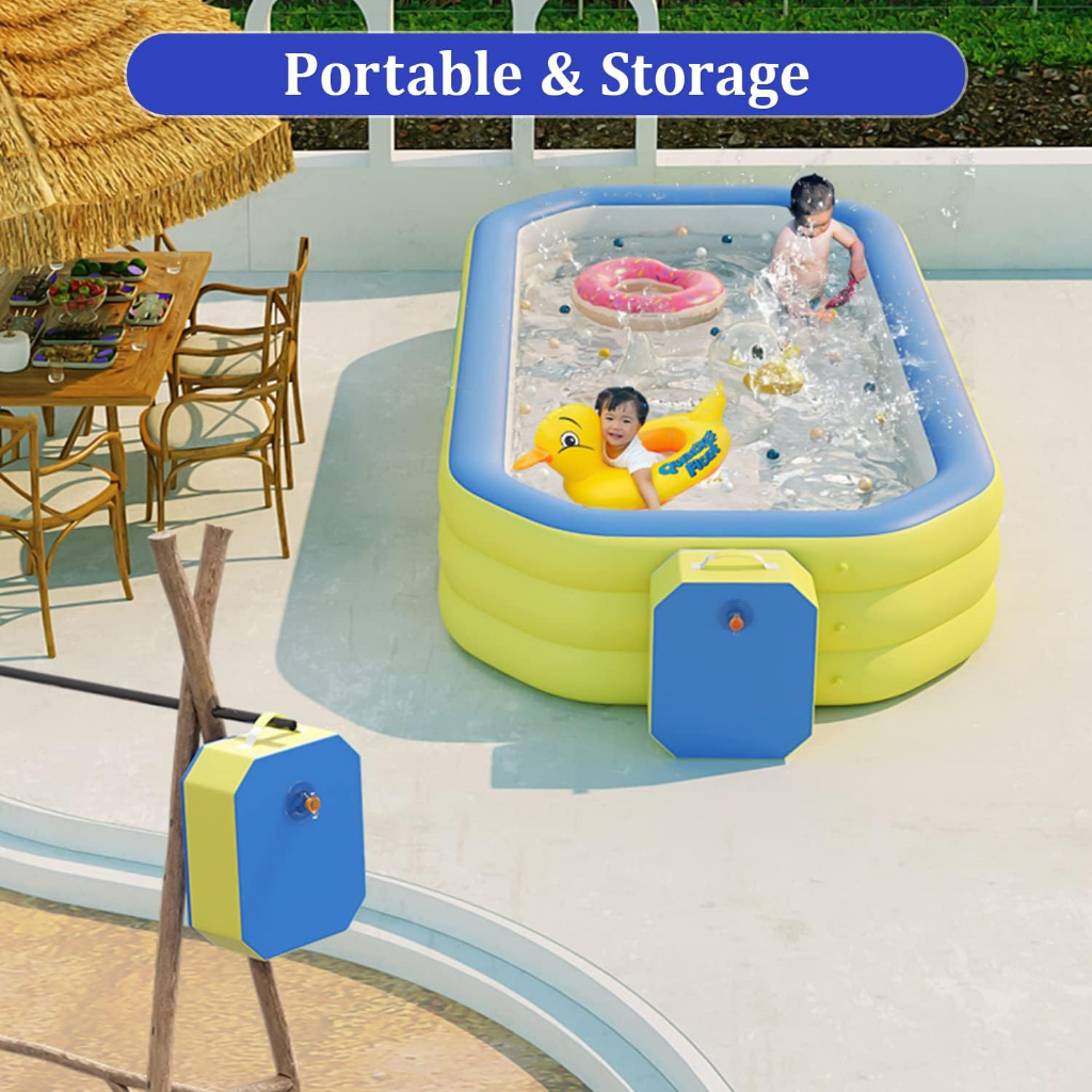 Octagonal Portable Swimming Pool for Kids and Adults, Large Kiddie Pool ...