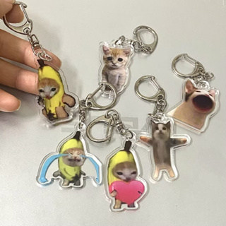 NEW Happy Banana Cat Pendant Keychain