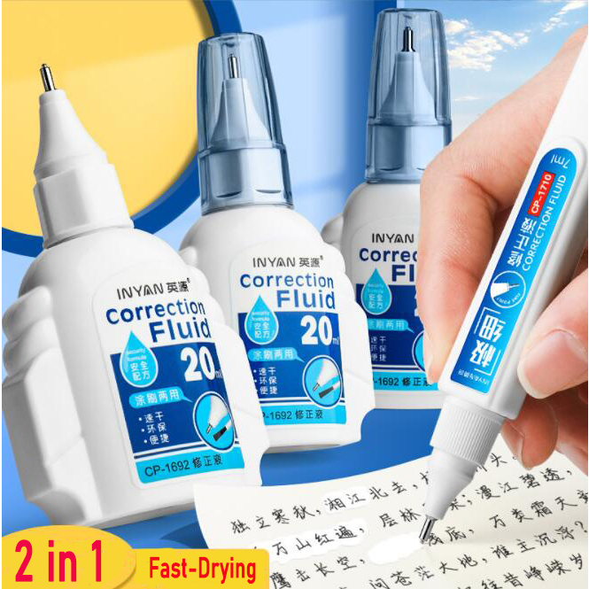 2 in 1 Correction Liquid, Correction Pen, Correction Fluid, Foam Brush