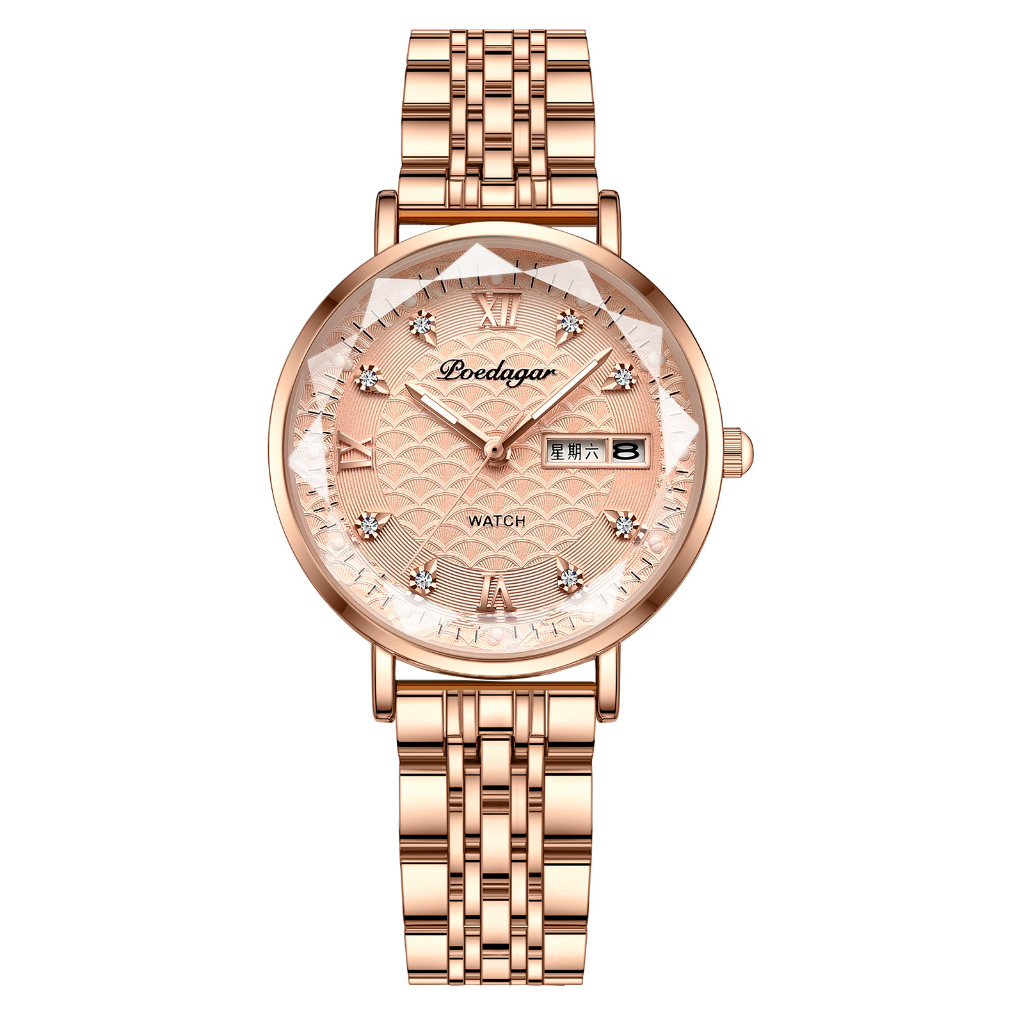 POEDAGAR Ladies Wristwatch Luxury Waterproof Luminous Date Gold Watch For Women Dress Stainless Steel Quartz Women s Watches