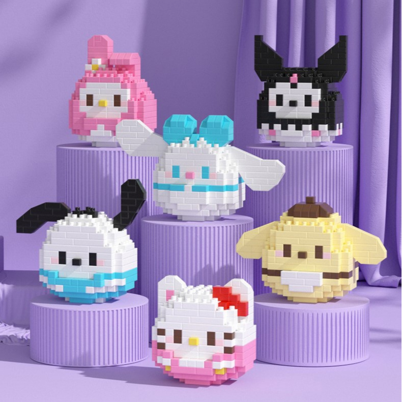 Sanrio Puzzle Particles Building Block Doll Kuromi Melody Cinnamoroll ...