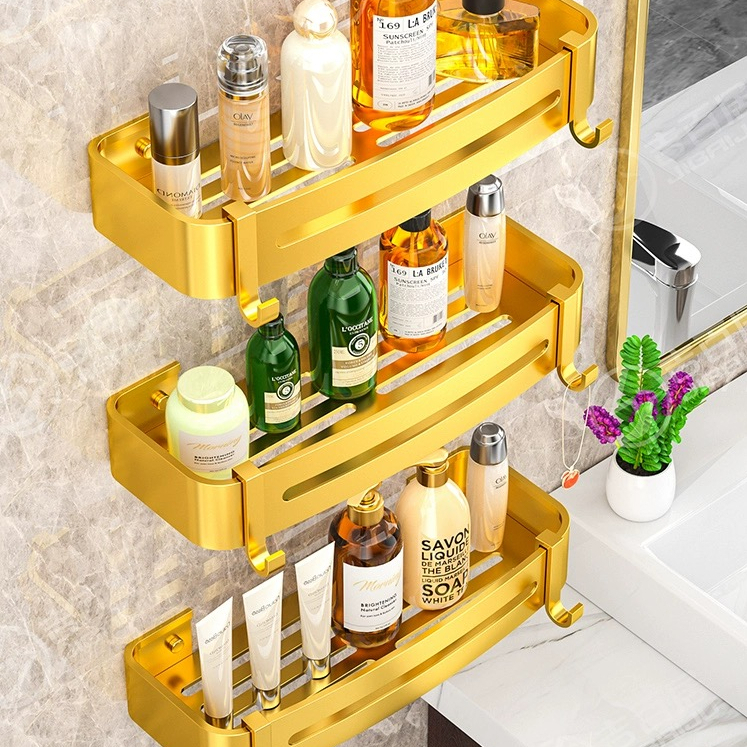 IKEE Gold Bathroom Rack Triangle Basket Toilet Shelf WallMounted Shampoo Holder Restroom