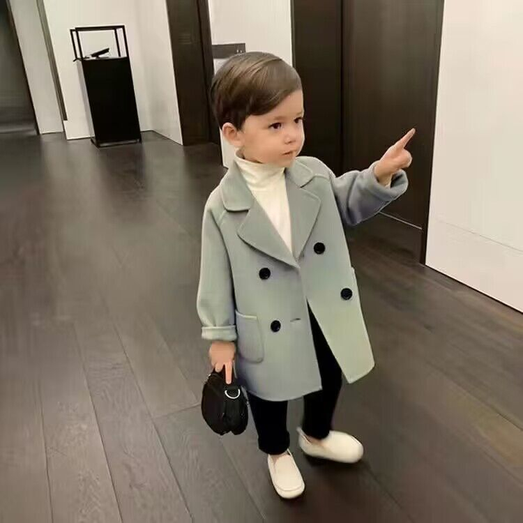 Toddler Baby Boys Girls Wool Coat Winter Warm Double Breasted Trench Coat Kids Jacket Outwear Clothes Shopee Singapore