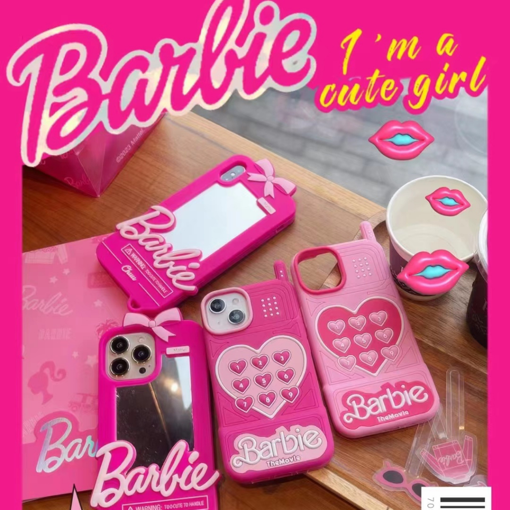 3D sweet Barbie Series Soft Silicone Case for iphone 15 14 13 12 11 Pro Max  Cute creativityAnti-falling Soft Cover