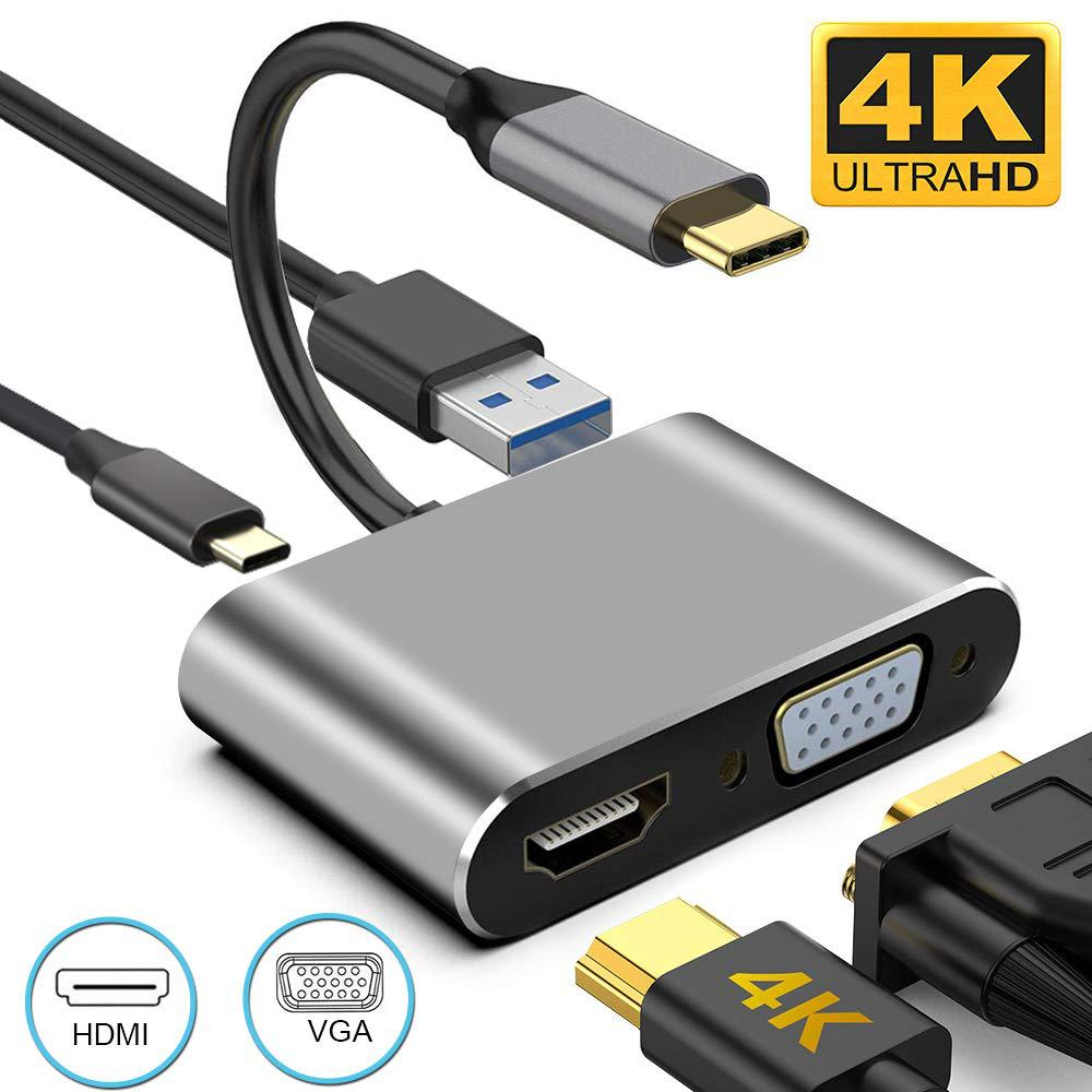 Thunderbolt 3 4 High Speed 4 Ports USB C to HDMI 4K VGA USB3.0 PD ...