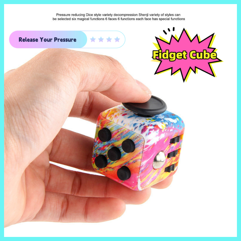 Fidget Cube Stress Anxiety Relief Attention Focus Toy, 2 packs w/ case