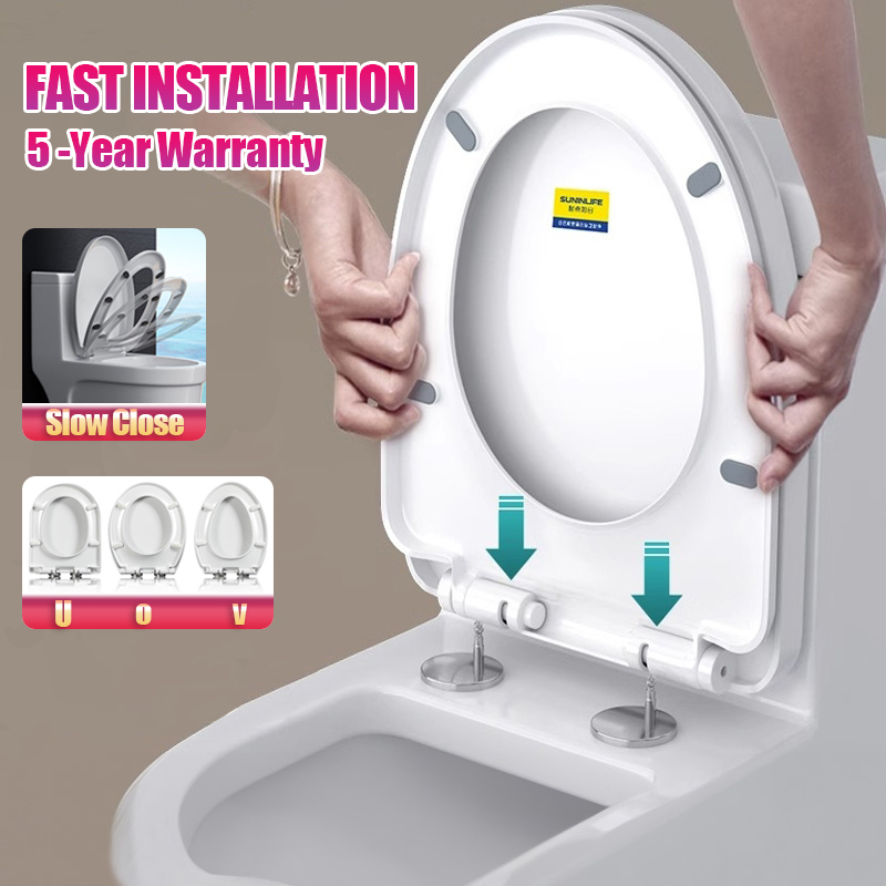 (SG STOCK)Toilet Lid Thickened Slow Down Toilet Seat Cover Toilet Bowl ...