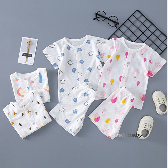 2Pcs/set 0-3Years Baby Summer Cotton Short-Sleeved Shorts Suit
