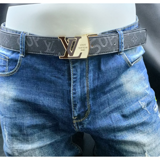 100% Genuine High-End LV Cowhide Plate Buckle Belt Men Cartoon