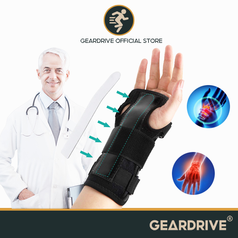 GEARDRIVE Wrist Splint For Carpal Tunnel Syndrome Adjustable ...