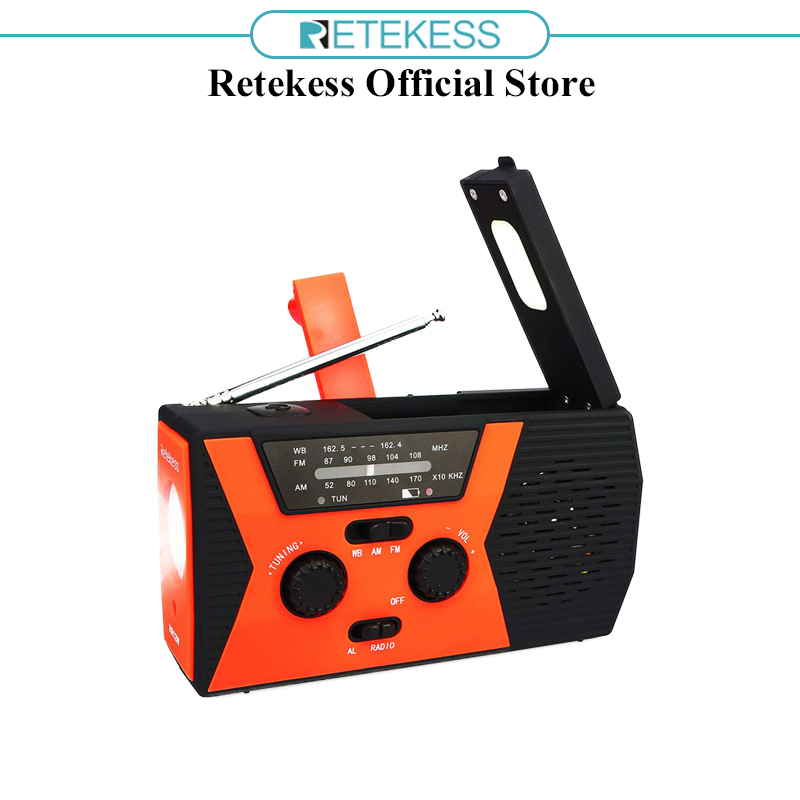 Retekess HR12W Portable Radio Weather Radio with LED Flashlight SOS ...