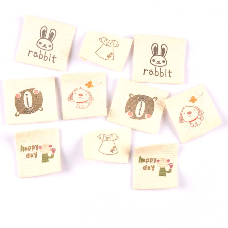 50pcs Beige Cotton Woven Labels For Sewing Accessories Label Cartoon ...