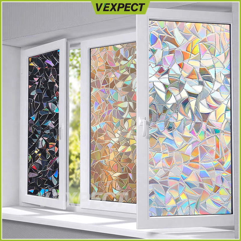 Upgrade Window Film Sticker 3D Rainbow Window Sticker Removable Non