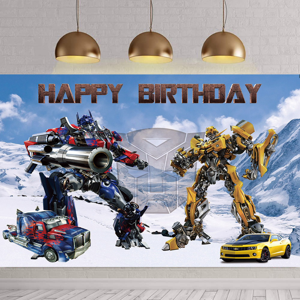 5x3ft Transformers Theme Photography Backdrop Birthday Banner Birthday ...