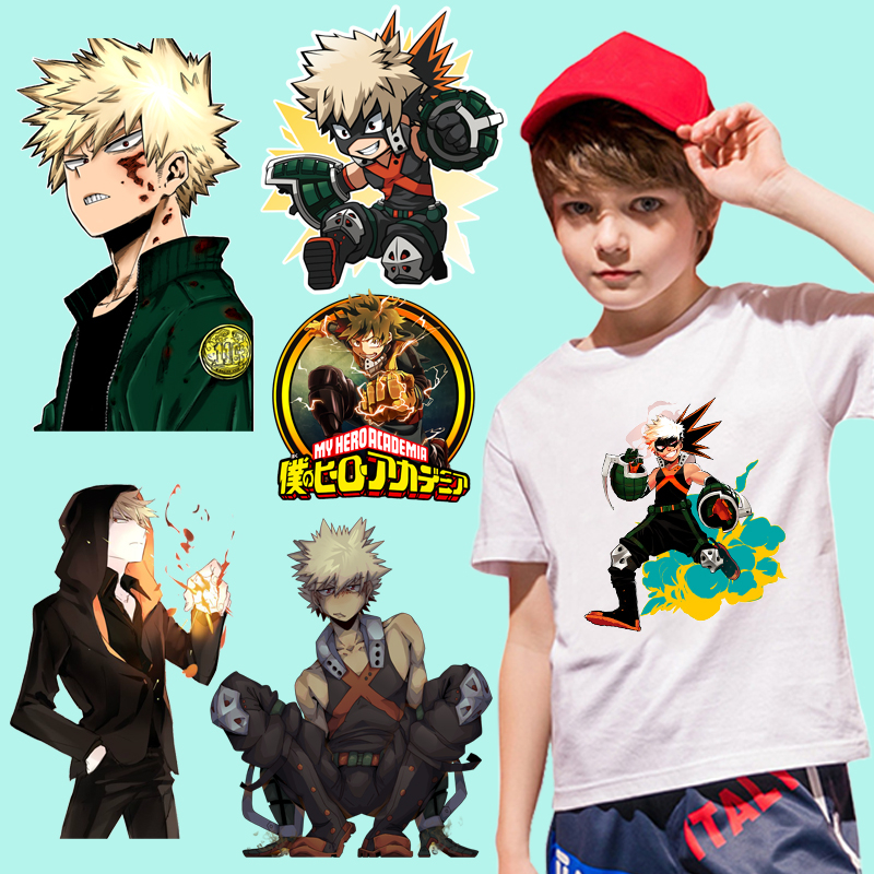 My Hero Academia Heat Transfer Sticker Anime Bakugou Katsuki Boy T ...