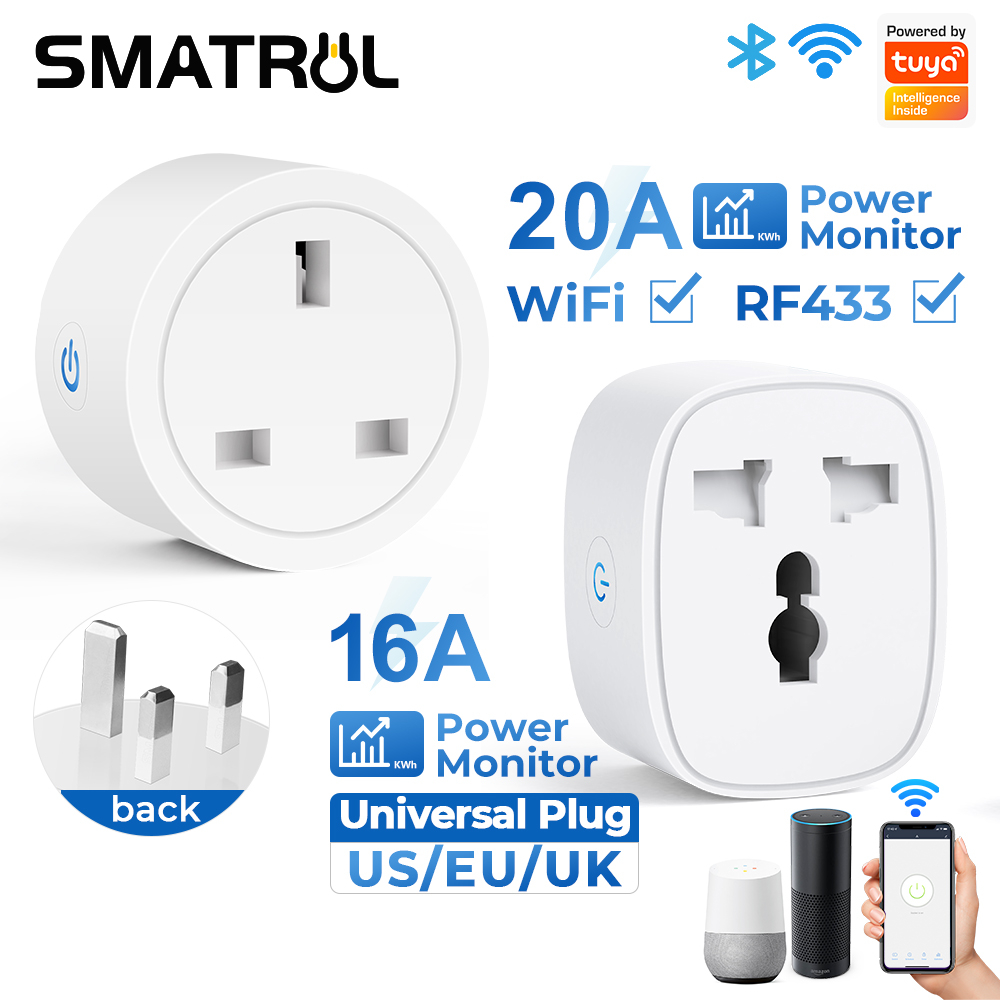 Tuya Smart WiFi Plug 20A EU UK US Universal Socket Outlet