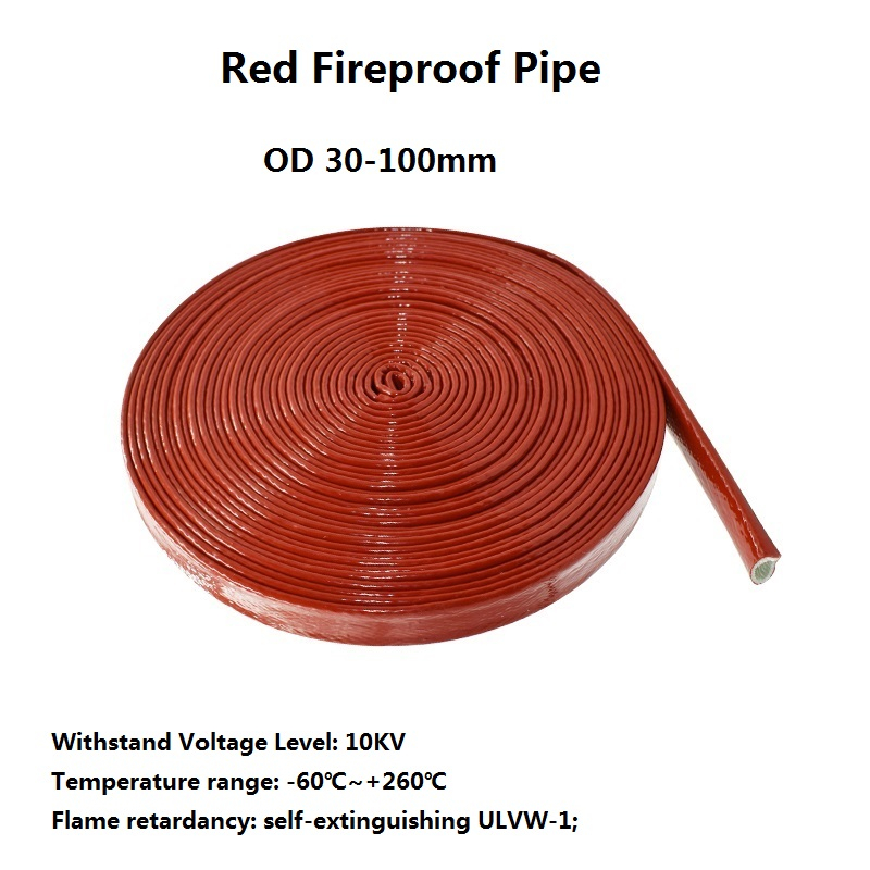 30100mm Red Fireproof Pipe Silicone Rubber Fire Retardant Casing High