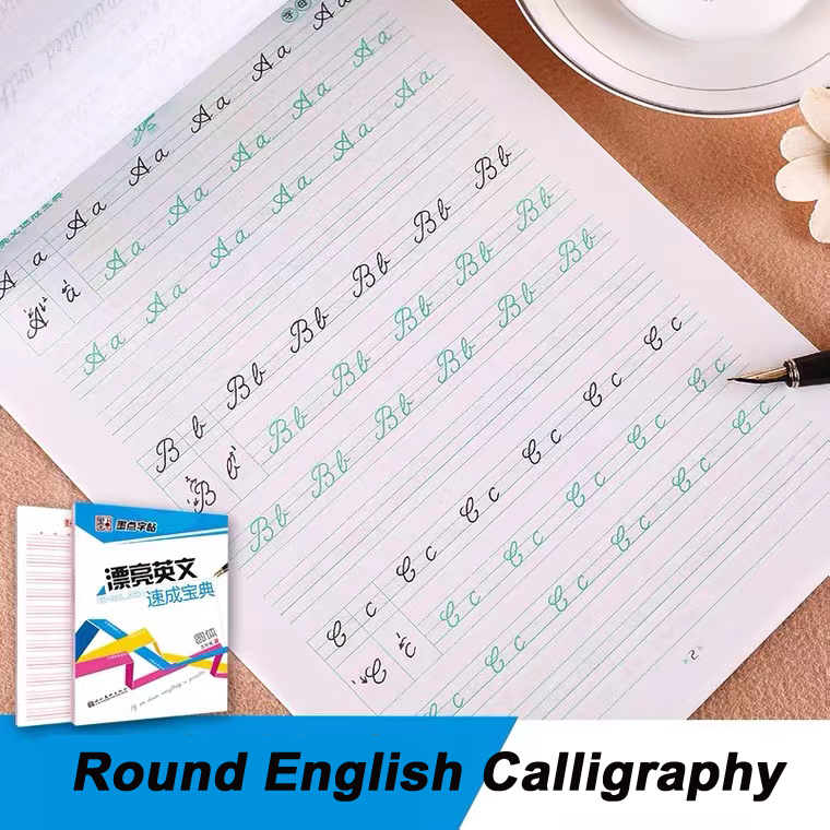 Round English Cursive Handwriting Practice Book Calligraphy Practice ...