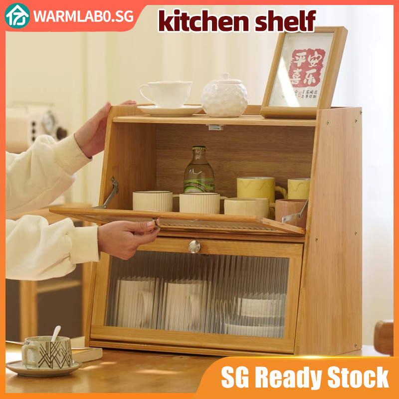 (SG STOCK)Cup Holder Wooden / kitchen shelf /Table Top