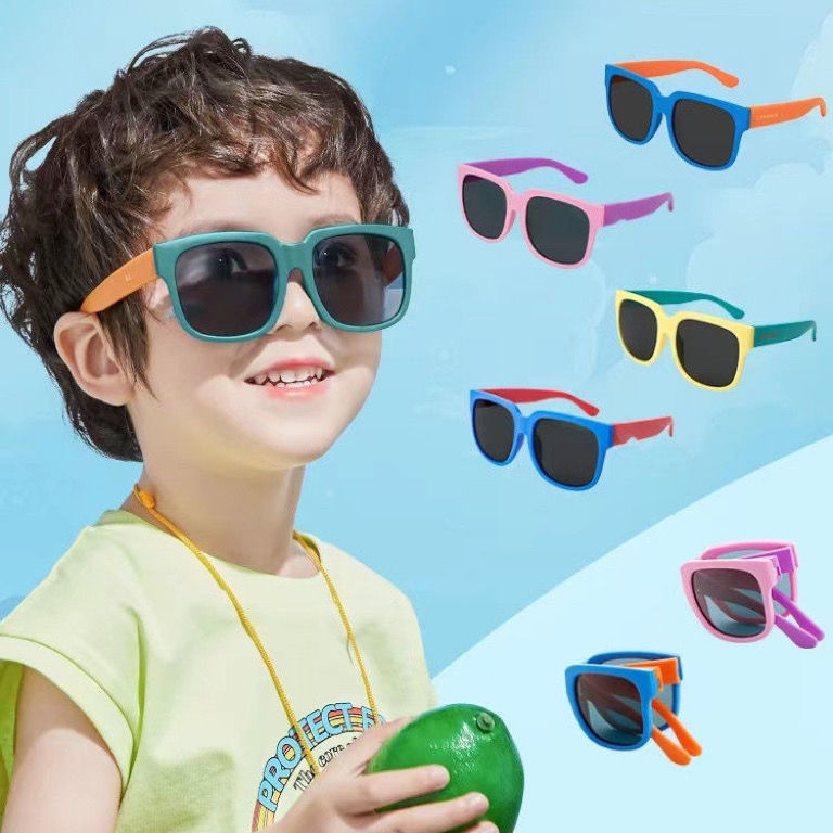 Korean Children s Square Sunglasses For Boys And Girls folding Sunglasses Cute Baby Kids Yellow green Travel Outdoor UV Protection Colorful shade Eyeglasses Shopee Singapore