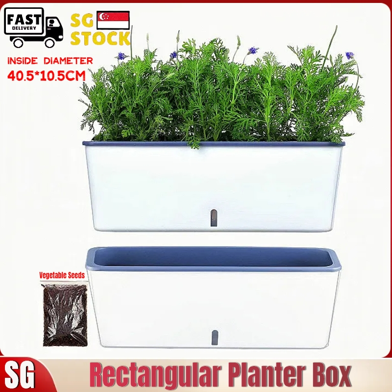 [SG Seller] 2 Pack Rectangular Planter Box Self Watering Planter for
