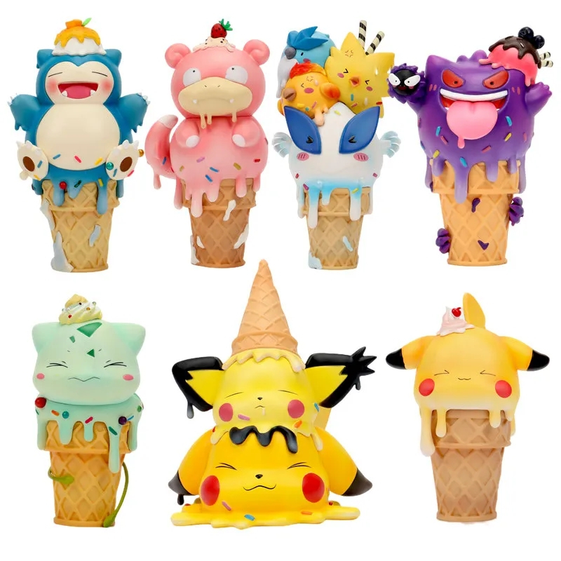 14cm Pokemon Cartoon Cute Ice Cream Snorlax Bulbasaur Psyduck Pikachu