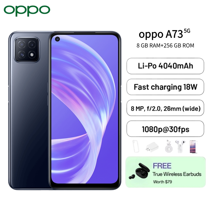 oppo A73 5G (8GB RAM+256GB ROM) 6.5 inch 16MP three camera LTE original new  smartphone, 1-year seller warranty