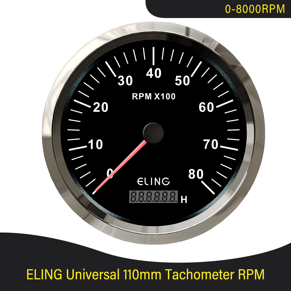 ELING Universal Waterproof 110mm Tachometer 08000RPM Tach Gauge with