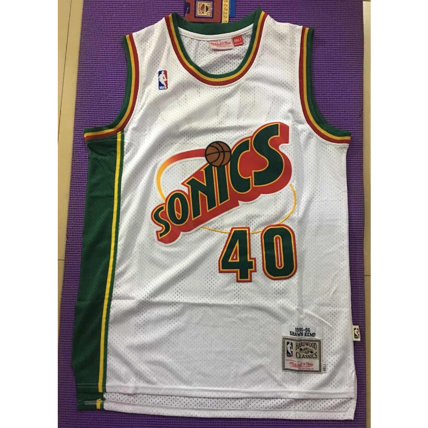 new NBA men’s Seattle Supersonics 40 Shawn Kemp M&N retro embroidery