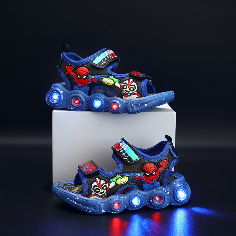 Spiderman Kids Shoes Sandals Boys New Cartoon LED Luminous Shoes Beach Shoes Breathable Anti slip Soft soled Toddler Shoes Shopee Singapore